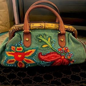 Gucci by Tom Ford turquoise and Red beaded bag